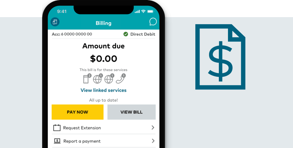 My Optus app Billing screen My Optus app Billing screen