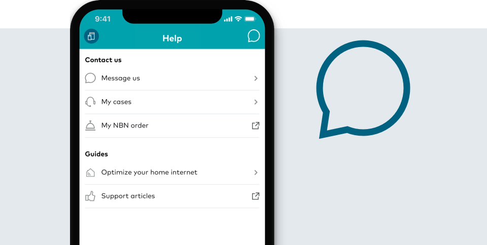 My Optus app Help & Support screen My Optus app Help & Support screen