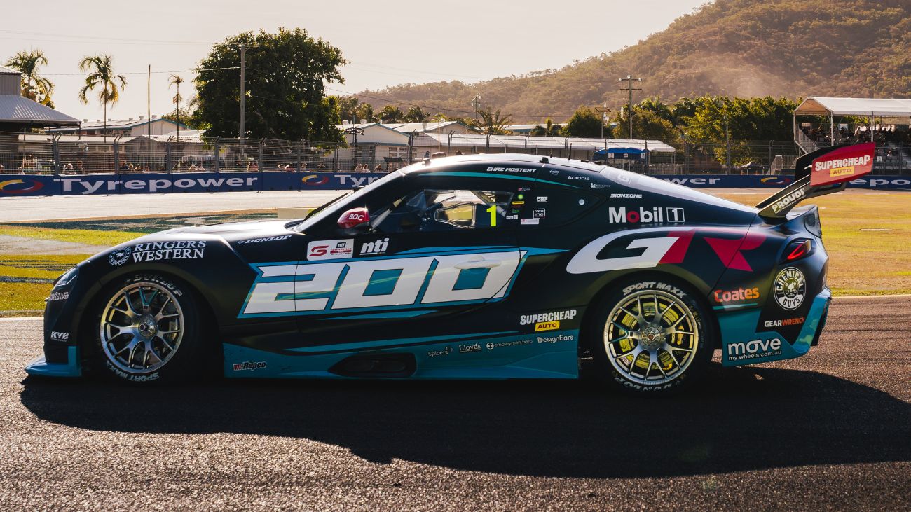 A racing car on a race track