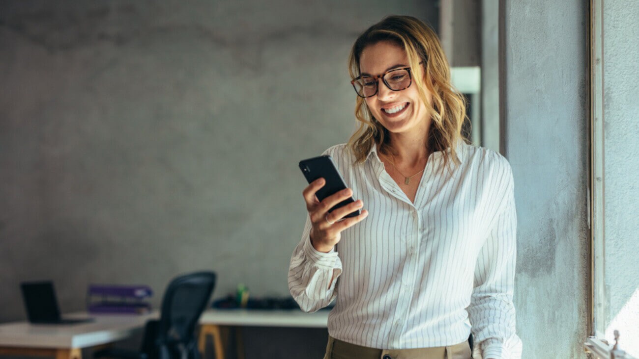Woman looking at her mobile phone