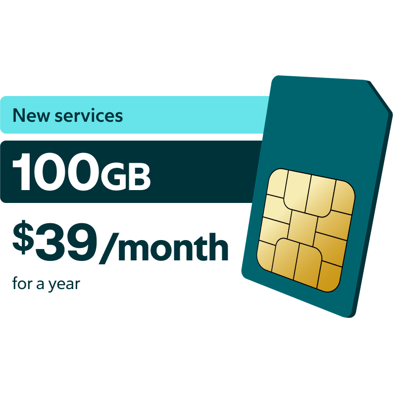  New services only. 100GB/month and $39/month for the first 12 months.