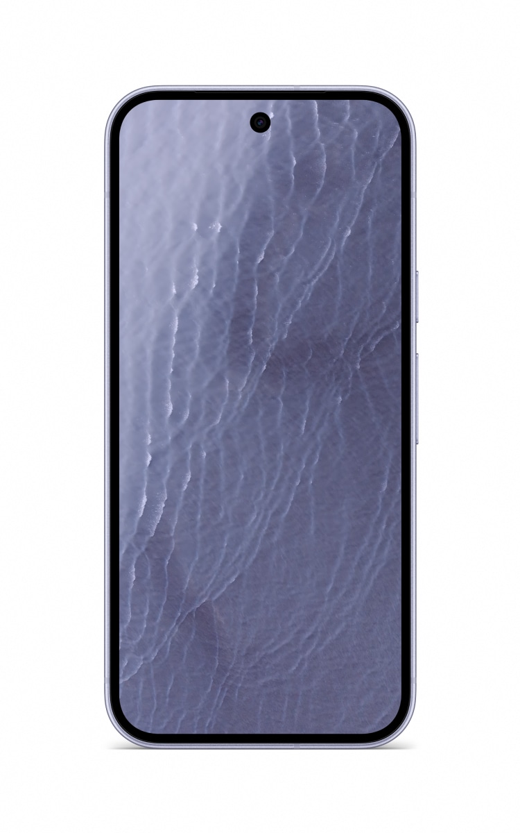 Front view of Google Pixel 11 in frost featuring a centred punch-hole front camera and side buttons.