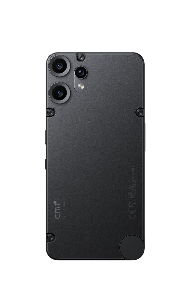 Back view of CMF Phone 2 Pro in Black featuring the back panel with cameras.