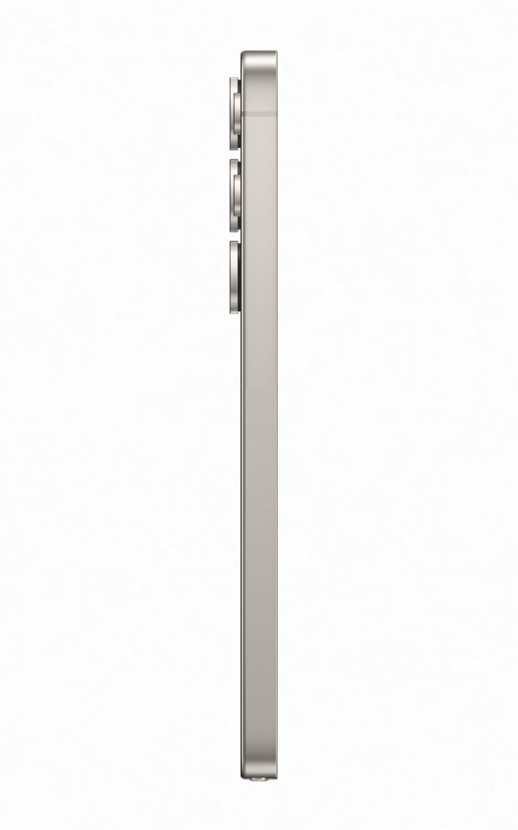 Right side of the Samsung Galaxy S25 Ultra in Titanium Gray showcasing camera bumps.