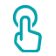 Teal hand pushing a teal button icon