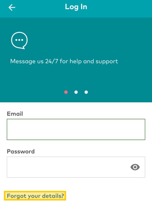 Forgotten My Account & My Optus app login or password | Step 3