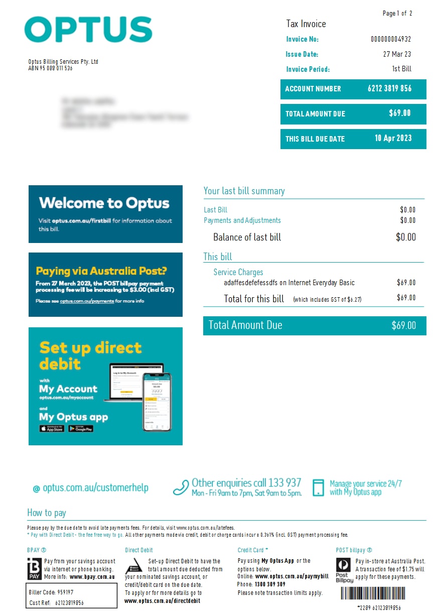 Billing example