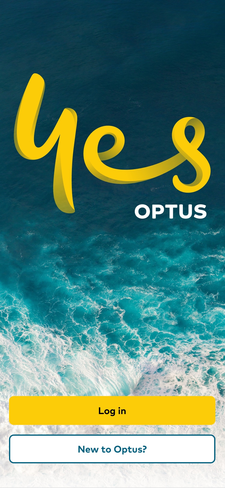 Image of the My Optus app showing the login screen 
