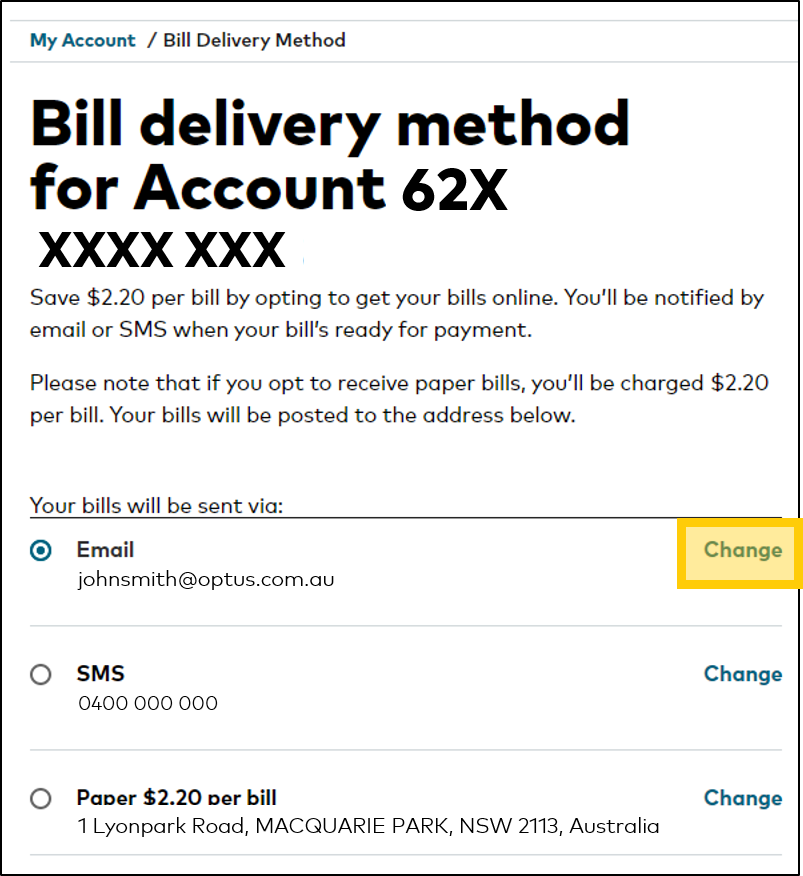 How to update your bill contact details in My Account